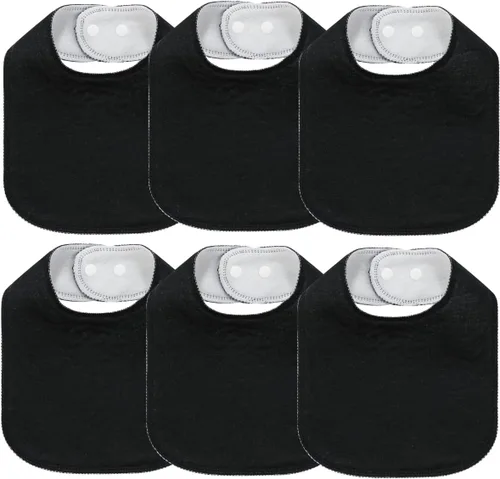 Miniatura 9 de Paquete de 8 baberos unisex ajustables con broches de presión, ultra suaves, absorbentes, babeo, dentición para niños y niñas Blanco