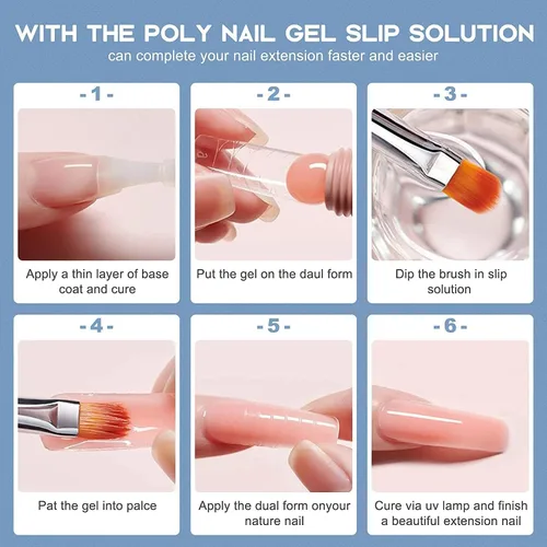 Miniatura 6 de Morovan Solución deslizante de poligel para uñas: Líquido deslizante de grado de salón y formas de uñas dobles para extensiones de uñas de gel