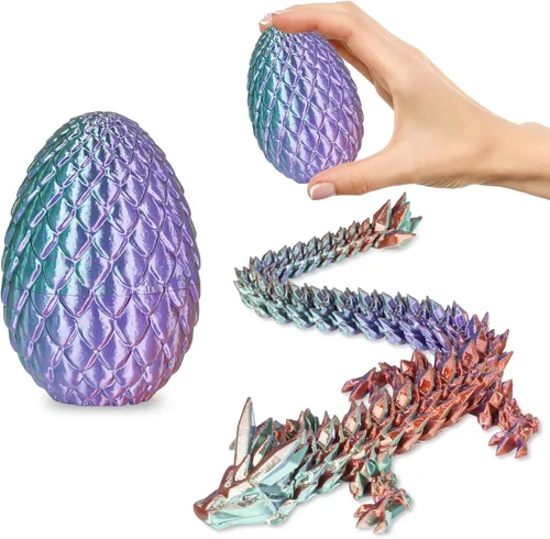 Miniatura 10 de Huevos de dragón pequeños con dragón en el interior, regalos divertidos sorpresa impresos en 3D para niños, juguetes fidget articulados de dragón Oro