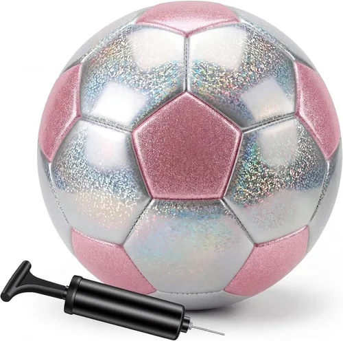 Miniatura 12 de Balón de fútbol dorado con purpurina con bomba y aguja, kit de pelota de fútbol para regreso a la escuela, regalos de cumpleaños, pelota