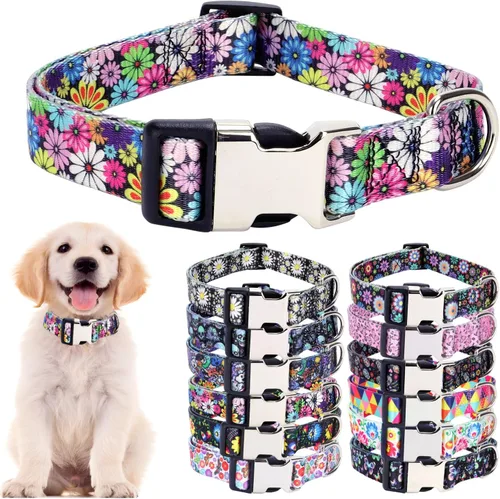 Lindo collar para perros XS, pequeños, medianos y grandes, collar de nailon suave para mascotas, estampado 3D, con patrones multicolor, collares 11