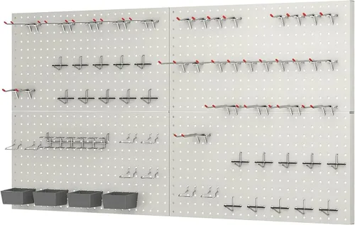 Miniatura 7 de Pegboard Smith Kit de tablero de clavijas de metal negro de 48 x 24 pulgadas para organización de pared con ganchos, contenedores de almacenamiento