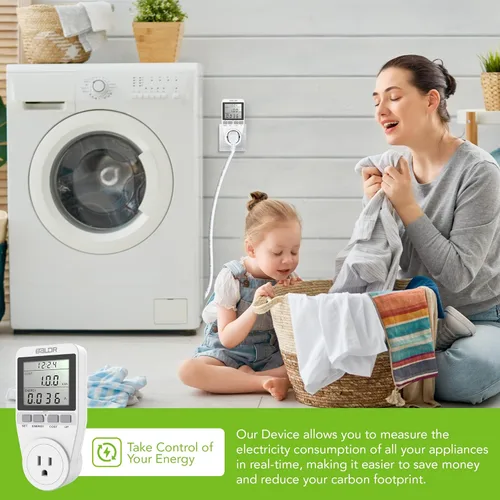 Miniatura 6 de BALDR Monitor de uso de electricidad de Estados Unidos para el hogar, electrodomésticos, tomas de medidor de kilovatio, enchufe para medir