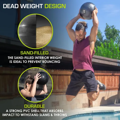 Miniatura 5 de ProsourceFit Slam Medicine Balls 5, 10, 15, 20, 25, 30, 50lbs Smooth and Tread Textured Grip Dead Weight Balls for Strength and Conditioning