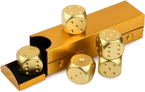 Miniatura 13 de DS. DISTINCTIVE STYLE Dados de aleación de aluminio 5 piezas 16 mm, dados de metal portátiles con estuche, dados de 6 caras para juego de fiesta