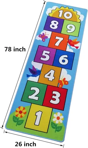 Miniatura 3 de Hop and Count Hopscotch - Alfombra de juego para niños, alfombra de juego para gatear, alfombra antideslizante de aprendizaje de números para niños