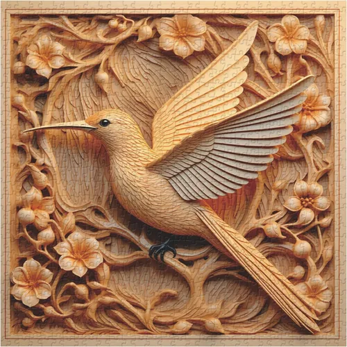 Miniatura 3 de Rompecabezas de colibrí para adultos de 1000 piezas, rompecabezas de arte de flores de pájaros, autoestereoscopia de pájaros imposibles