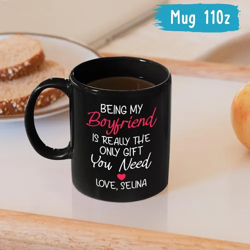 Miniatura 4 de Taza de cerámica personalizada con nombre de novio, Being My Boyfriend Is Really The Only Gift You Need Cups, tazas personalizadas para novio o él