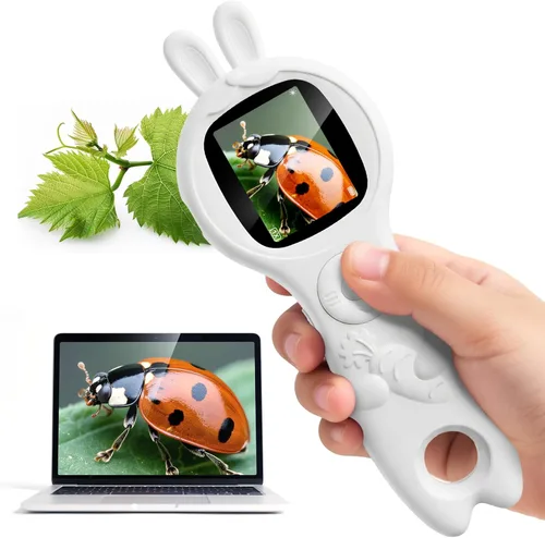 Miniatura 15 de Microscopio de exploración al aire libre para niños, microscopio digital portátil 500X con pantalla IPS de 2 pulgadas, juguete STEM de viaje de Azul