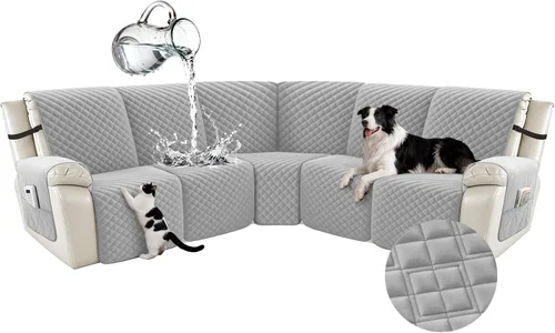 Miniatura 65 de Arfntevss Fundas para sofá seccional reclinable para sofá seccional en forma de L, funda antideslizante lavable para sofá reclinable con forma de L