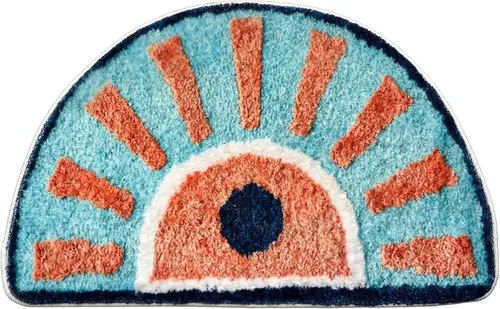 Miniatura 3 de Tapete de baño lavable para baño, 31 x 20 pulgadas, medio círculo, antideslizante, pequeño, absorbente, de secado rápido, alfombra de felpa