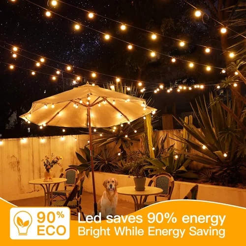 Miniatura 7 de Ollny Cadena de luces para exteriores de 25 pies, impermeable, conectable, inastillable, con 13 Edison + 1 bombilla LED de repuesto enchufable