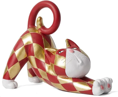 Miniatura 12 de SEINHIJO Estatua de gato, escultura de animal, decoración moderna, arte de regalo para el hogar, dormitorio, sala de estar, poliresina, azul, 6.0