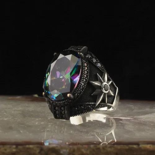 Miniatura 2 de Anillo de plata de ley 925 con piedra de Alexandrite para hombre, joyería de moda, regalo vintage, ónix Aqeq, anillos para hombre, todos los tamaños