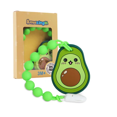 Juguete mordedor de silicona de grado alimenticio para bebés con soporte para chupete, juguetes de dentición, juego de regalo para niños y niñas a