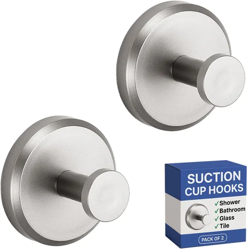 Miniatura 14 de HOME SO Ganchos con ventosa para toallas de ducha y baño, paquete de 2 – Ganchos de ventosa para colgar toallas, batas y abrigos – azulejos, puerta