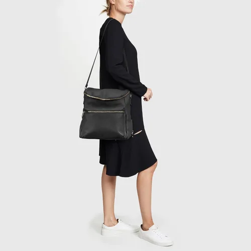 Miniatura 6 de Mochila para pañales, mochilas de cuero de moda para mamá, bolsas de pañales para bebés pequeños con organizador en bolsa y cambiador, Negro, M