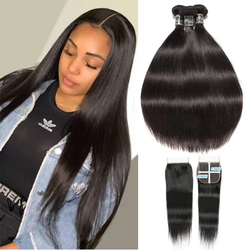 Miniatura 14 de Extensiones de cabello, liso, malasio, calidad 9A