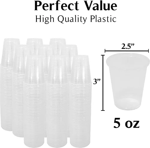 Miniatura 3 de Upper Midland Products Vasos de 5 onzas desechables de plástico a granel 2500, estas pequeñas tazas translúcidas desechables son extra resistentes