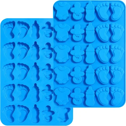 Miniatura 11 de Sidosir 3 moldes de silicona de chocolate para baby shower, antiadherentes para bebé, moldes de huellas para chocolate, chupete de botella