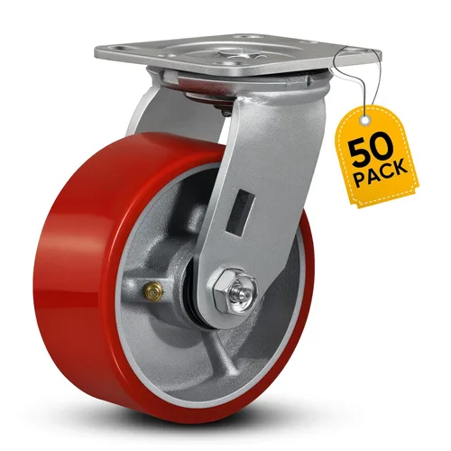 Miniatura 25 de Ruedas industriales de 4 x 2 pulgadas, ruedas resistentes, ruedas de poliuretano, capacidad de hasta 3200 libras. Uso para camión de plataforma