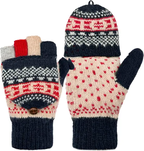 Miniatura 35 de Beurlike Guantes de invierno para mujer, de lana cálida, a prueba de viento, convertibles, sin dedos