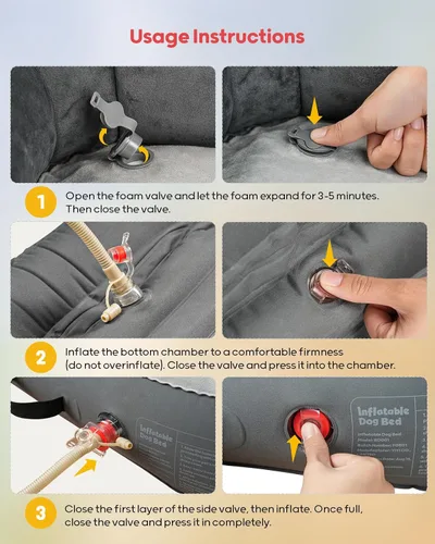 Miniatura 6 de QPAU Cama inflable para perros de 47 pulgadas para viajes en casa y al aire libre, colchón para mascotas para perros pequeños, medianos y grandes