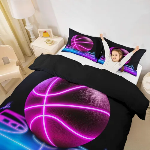 Miniatura 11 de Erosebridal Sports Duvet Cover Football Patchwork Bedding Sets, Geometric Ball Pattern Bed Cover Rugby Game Bed Set Twin