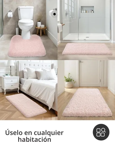 Miniatura 8 de ILANGO Alfombras de baño rosas de Navidad de 24" × 17", antideslizantes y súper absorbentes, extra gruesas, suaves, lavables para el suelo, alfombra
