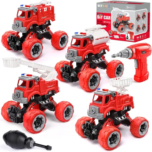Miniatura 8 de LUDILO - Juguetes para niños de edades de 4 a 6, 5 a 7, 6 a 8: Juego de 4 vehículos urbanos para armar tu mismo: bus, ambulancia, patrullero