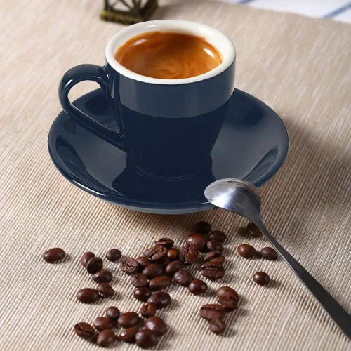 Miniatura 4 de Taza de café espresso de porcelana ionEgg con platillo, taza de espresso, 80ml/2.7Oz, azul profundo