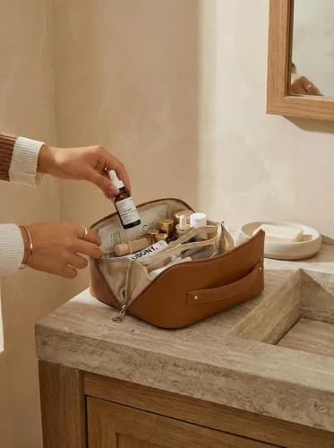 Miniatura 8 de EACHY Bolsa de Maquillaje de Viaje, Bolsas de Cosméticos de Gran Capacidad para Mujeres, Bolsa Portátil Impermeable que se Abre Plana, Bolsa de Aseo