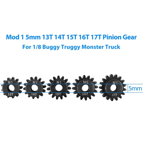 Miniatura 4 de AIMROCK Juego de 5 engranajes de piñón de motor Mod 1 RC: piezas de actualización para motor de eje de 1/8 de automóvil RC de 0.197 in