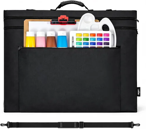 Miniatura 10 de JJRING 18x24 Bolsa de Portafolio de Arte - Estuche de Almacenamiento Grande con Asa y Correa de Hombro Ajustable, Carpeta de Portafolio para Obras