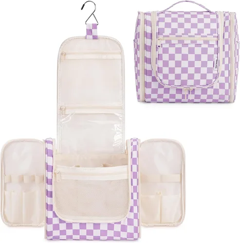 Miniatura 35 de Narwey - Neceser de viaje colgante, organizador de maquillaje y productos cosméticos para mujeres y hombres, Aa-morado., L