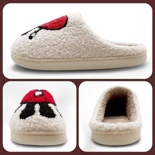 Miniatura 2 de Las bonitas pantuflas de conejito malo perfectas para mujeres y hombres bordado de dibujos animados pantuflas cálidas de invierno con patrón de amor