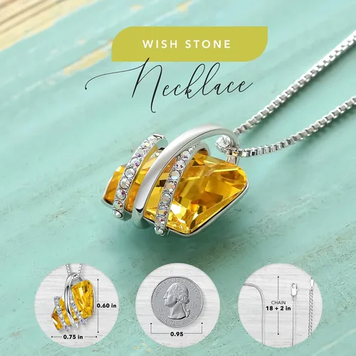 Miniatura 48 de Leafael Wish Stone - Collar con dije chapado en oro rosa de 18 quilates, con cristales de Swarovski, joyería de piedra natal, 18 pulgadas + 2