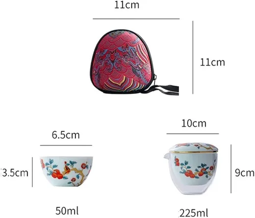 Miniatura 7 de Juego de té de cerámica portátil, juego de tetera de porcelana china de kungfu, tetera todo en uno, colador de té, 3 tazas de té, 1 bolsa de Naranja