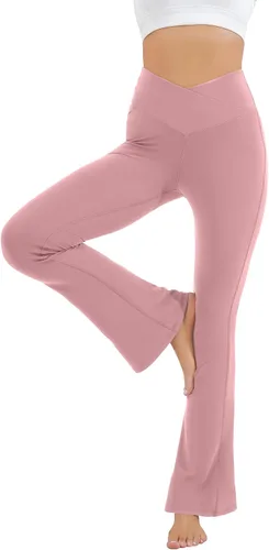 Miniatura 128 de HEGALY Pantalones de yoga acampanados para mujer, leggings cruzados, suaves, de cintura alta, pantalones casuales de entrenamiento con corte de bota