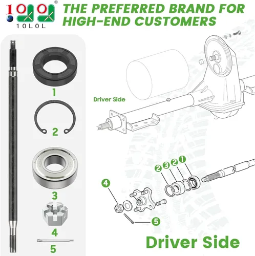 Miniatura 2 de 10L0L 20377G11 Eje trasero del lado del conductor del carrito de golf con kit de sello de cojinete para EZGO TXT/Medalist Electric1994-2013