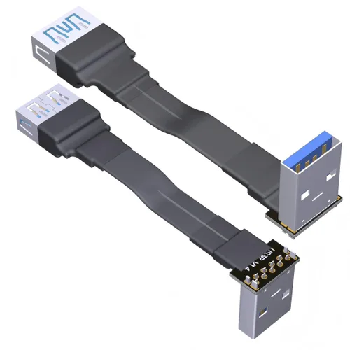 USB 3.0 tipo A macho a USB A hembra extensión cable de cinta plegable 90 FPV delgado plano suave flexible FPC (3.9 in, S3R-S4A)