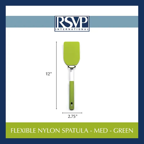 Miniatura 8 de RSVP International Kitchen Tool Collection - Espátula flexible de nailon, mango de acero inoxidable, 12 x 2.75 pulgadas, color verde