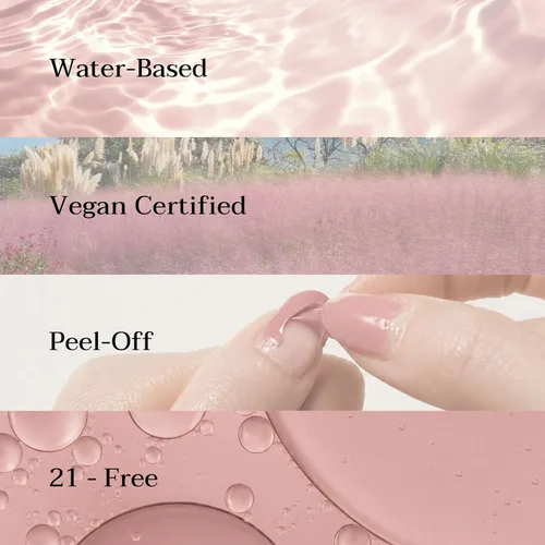 Miniatura 4 de Peel-Off - Juego de 3 esmaltes de uñas veganos – melocotón y melocotón pálido + capa superior transparente Halal, a base de agua, transpirable,