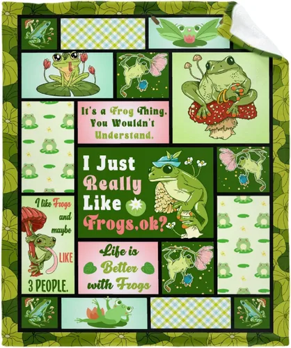 Miniatura 9 de Manta personalizada de collage de ranas con nombre, manta suave de franela personalizada para adultos y niños, regalo de cumpleaños, 30 x 40 pulgadas