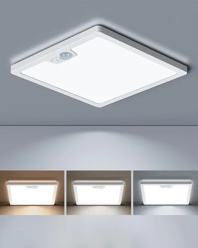 Miniatura 8 de Annaror Luz de techo con sensor de movimiento de 12 pulgadas cableada, 3000K 4000K 5000K seleccionable, luz de techo cuadrada de montaje empotrado