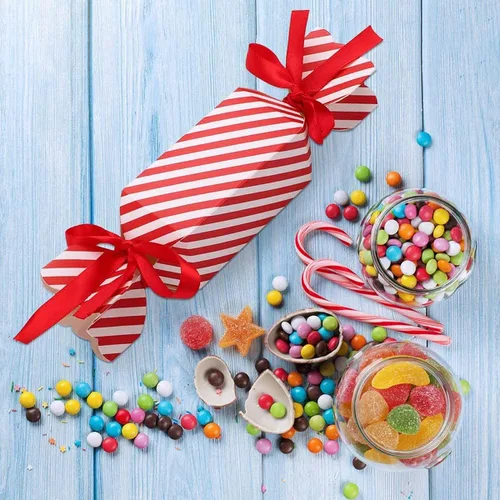 Miniatura 9 de DARENYI 50 cajas de dulces de Navidad, cajas vacías para dulces con cinta roja pequeñas cajas de dulces para dulces, chocolate, cajas de regalo