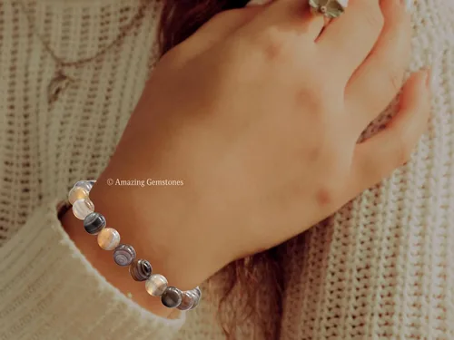 Miniatura 74 de Amazing Gemstone Pulsera de cristal para mujeres y hombres, pulsera de cristal curativo de protección, pulsera elástica con cuentas de piedras