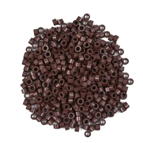 Miniatura 19 de 500 cuentas de extensiones de cabello con micro anillos forrados de silicona de 0.197 in, cuentas para extensiones de cabello con punta I