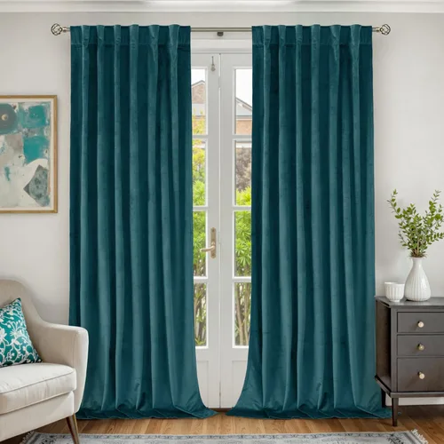 Miniatura 18 de BGment Cortinas de terciopelo rosa polvoriento, 2 paneles de 84 pulgadas, 2 paneles para sala de estar, aislamiento térmico de lujo, reducen
