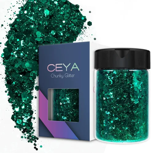 Miniatura 15 de Ceya - Purpurina gruesa, 140 g / 4.9 oz de polvo de purpurina para manualidades, color lila aubergine, con copos finos, lentejuelas iridiscentes 4.9
